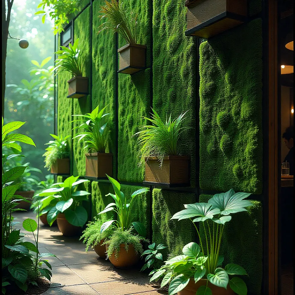 Copper trellis system with vertical greenery